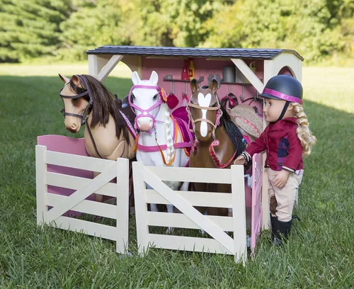 Vista 6 de Muñeca Our Generation de Battat - Lily Anna de 18 pulgadas, Deluxe, con caballo para montar, jinete ecuestre, articulable, con libro y accesorios