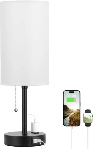 Vista 20 de Lámparas de noche pequeñas, 3 modos de color, blanco roto 3000K 4000K 5000K Lámparas de dormitorio con puertos USB C y A, lámparas de mesa de cadena