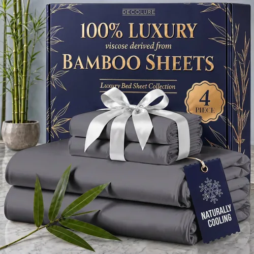 Vista 23 de DECOLURE Sábanas 100% Viscosa Derivada de Bambú Tamaño Individual - Sábanas de Lujo de 3 Piezas Naturalmente Refrescantes, Juego de Cama Ultra Suave