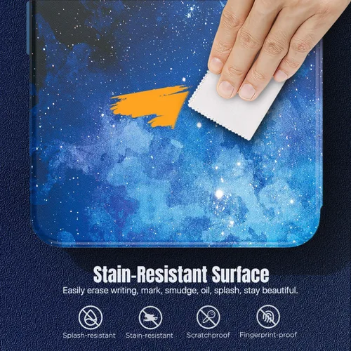 Vista 3 de MoKo Funda para iPad de 9 generación 2021, iPad de 8 generación 2020, iPad de 7 generación 2019 con soporte para lápices, protector de pantalla