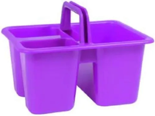Vista 4 de Kids Arts & Crafts - Pequeños cubos de plástico con asas, 3 compartimentos, colores surtidos, juego de 4