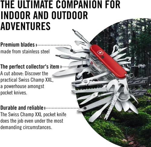 Vista 6 de Victorinox Swiss Champ XXL - Cuchillo de bolsillo grande, 73 funciones, color rojo