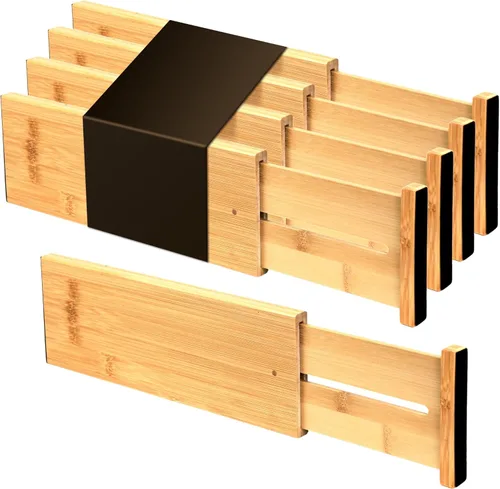Vista 8 de Utoplike - Separadores de cajones para cómoda de bambú, organizadores de cajones ajustables de 4 pulgadas de alto para ropa, de resorte, ideales