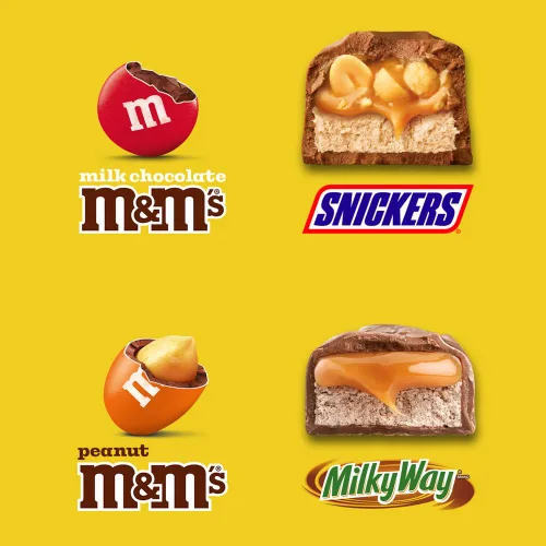 Vista 5 de M&M'S Chocolate con leche, chocolate con leche de maní M&M's, SNICKERS & MILKY WAY - Barras de caramelo de verano envueltas individualmente