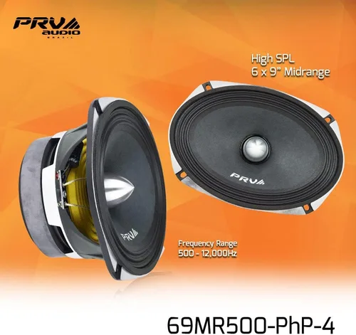 Vista 5 de PRV AUDIO Altavoz de rango medio de 6 x 9 pulgadas 69MR500-PhP-4 500 vatios de potencia de programa, 4 ohmios, bobina de voz de 1.5 pulgadas