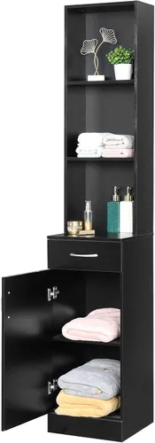 Vista 4 de Henf Gabinete de peluquería con 5 compartimentos, 1 cajón, color negro