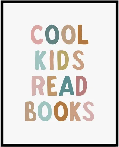 Solindeco Cool Kids Read Books - Impresión artística para pared, decoración de sala de juegos y aula, regalo para amantes de los libros, decoración