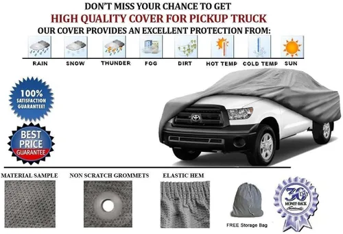 Vista 2 de SBU Cubierta de camión de 3 capas para todo tipo de clima, compatible con Toyota Tundra Double CAB Pickup modelos años 2004-2006, protección