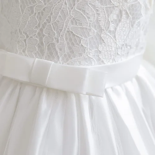 Vista 5 de NNJXD - Vestido de princesa de tul con flores para usar en bodas para niñas pequeñas y bebés