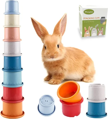 8 tazas apilables para conejos, juguetes reutilizables multicolor con bonito diseño de animales, juguetes apilables de tamaño graduado, juguete de