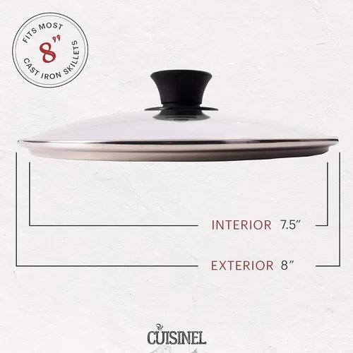 Vista 5 de Glass Lids - 8"-inch/20.32cm + 10"-inch/25.4-cm - Compatible with Lodge - Tempered Replacement Cover - Oven Safe for Skillet Pots Pans - Universal