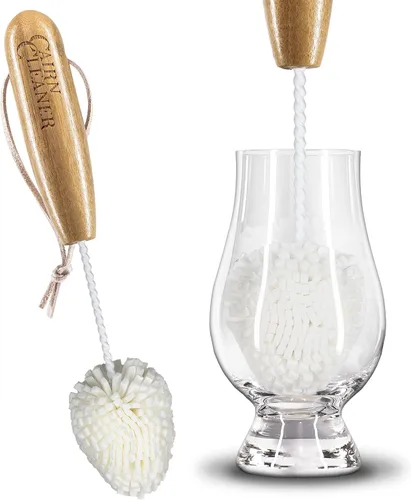 Vista 2 de Cepillo para degustación de whisky, también para copas de vino y flautas de champán, bambú natural