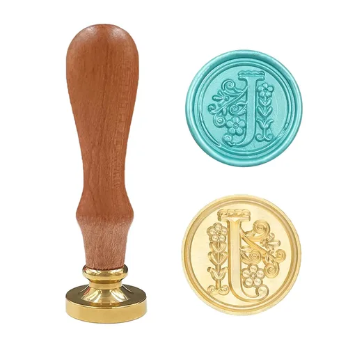 Vista 26 de Sello medieval tradicional de cera del alfabeto, con cabeza de latón, con mango de madera, para tarjetas, sobres, regalo (letra A)
