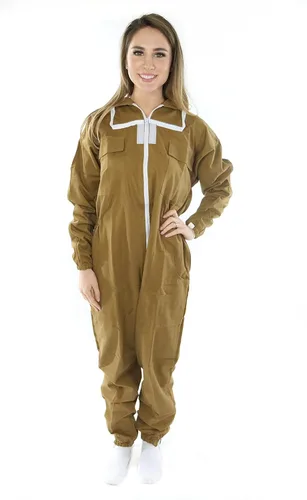 Vista 2 de Bee Suit - Traje profesional de algodón y cuerpo completo de apicultura con autosoporte, velo de esgrima (marrón, M)