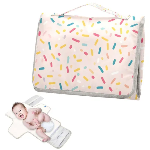 Vista 2 de Colorful Sprinkles Portable Changing Pad with Built-in Pillow, Waterproof Foldable Baby Diaper Changing Pads, Diaper Mat for Boys and Girls