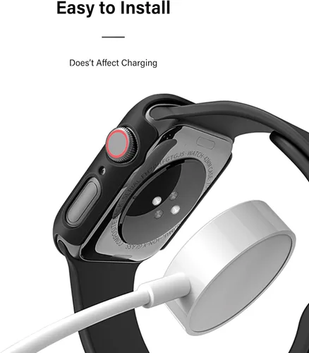Vista 5 de Paquete de 3 fundas multicolor con protector de pantalla de vidrio templado para Apple Watch SE (Gen 1/2/3) Series 6/5/4 de 1.575 pulgadas, negro +