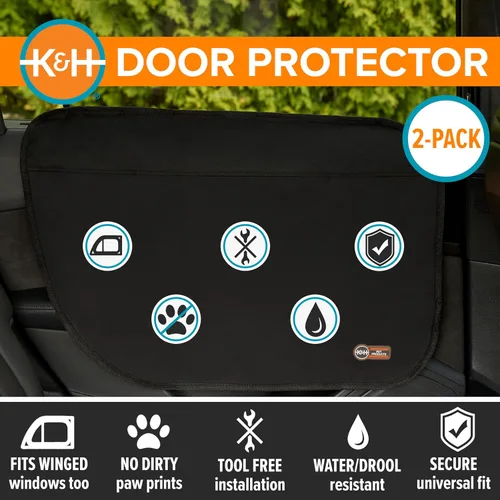 Vista 7 de K&H Pet Products Protector de puerta de automóvil para perros, paquete de 2 protectores impermeables para puerta de automóvil para mascotas contra