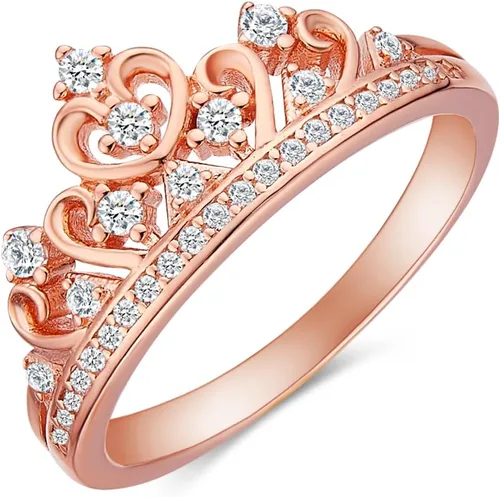 Vista 7 de AFFY Princess Crown Promise Ring for Women In Sterling Silver Oro Blanco