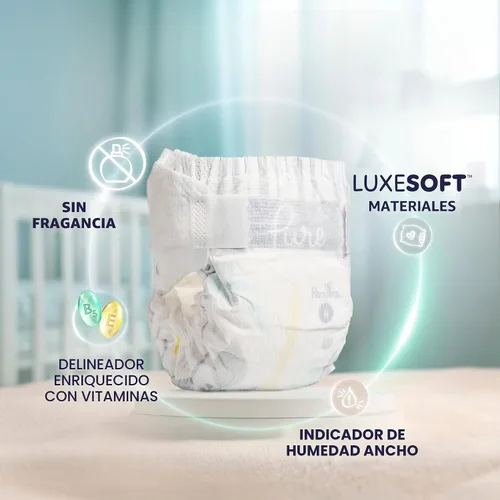 Vista 2 de Pampers Pure Protection - Pañales para bebé, talla 1 (8-14 libras), 82 unidades, hasta 100% a prueba de fugas, protección prémium para la piel a