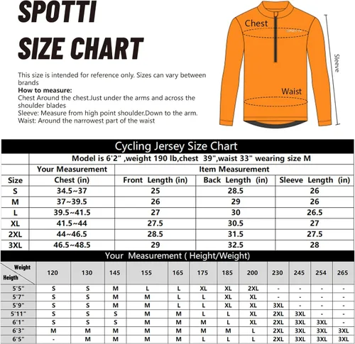 Vista 6 de Spotti Playera de mangas largas para ciclismo, para hombre. Remera para ciclismo, transpirable y de secado rápido.