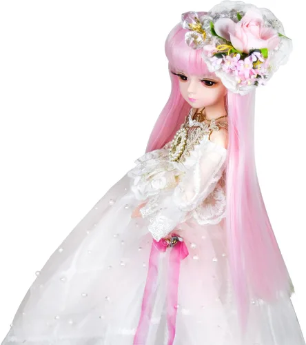 Vista 4 de Proudoll Muñeca BJD de 1/4 de 17.7 in - 18 pulgadas, muñeca articulada con bola SD de princesa, cuerpo de muñeca personalizado con conjunto de ropa