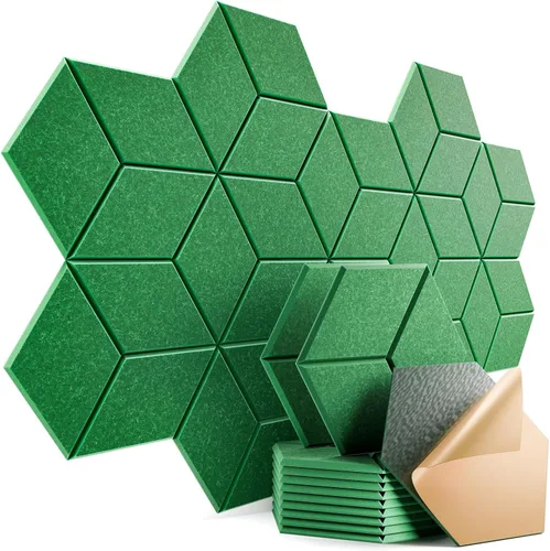 Vista 238 de Paquete de 12 paneles acústicos autoadhesivos de 12 x 10 x 0.4 pulgadas, paneles de espuma a prueba de sonido con alta densidad, elegante diseño