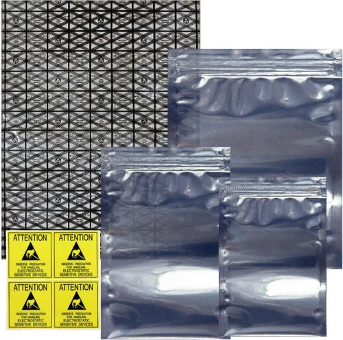 Bolsas antiestáticas con tapa abierta y resellables, bolsa de blindaje ESD con etiquetas antiestáticas para disco duro, SSD, HDD, tarjeta madre,