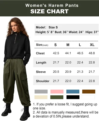 Vista 7 de SILKWORLD Sudadera corta con cremallera de un cuarto para mujer, manga larga, cuello alto, cordón ajustable, con bolsillos