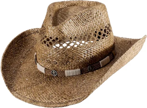 MIX BROWN Sombreros de vaquero de paja, sombrero de vaquero occidental, sombrero de ranchero para hombres y mujeres, exquisita banda de decoración