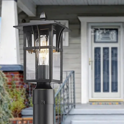 Vista 3 de Darkaway Poste de luces para exteriores, lámpara de poste de iluminación exterior, postes de luz para exteriores con carcasa de aluminio de vidrio