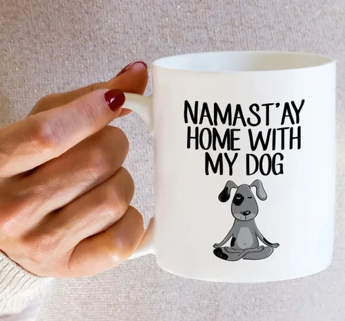 Vista 5 de Retreez Taza divertida – Namaste Namastay Home with My Dog Dogs Lover Meditación Yoga 11 Oz Tazas de café de cerámica – Divertido, sarcasmo
