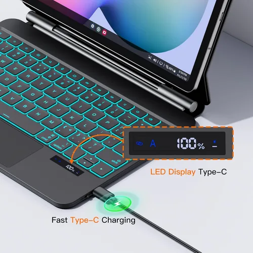 Vista 3 de JUQITECH Magic Keyboard Case for Samsung Galaxy Tab S6 Lite 10.4 Inch Magnetic Floating Cantilever Stand Wireless Backlit Multi-Touch Trackpad