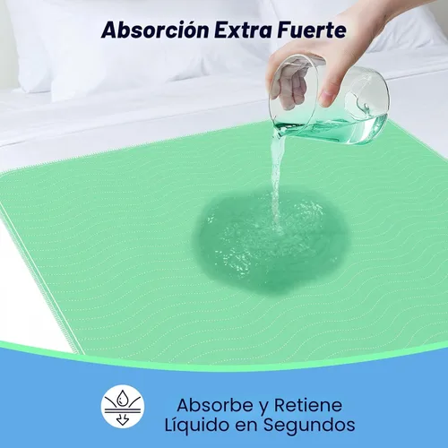 Vista 3 de Paquete de 2 almohadillas lavables de absorción extra fuerte de 36" x 54", almohadillas impermeables para camas de incontinencia, almohadillas