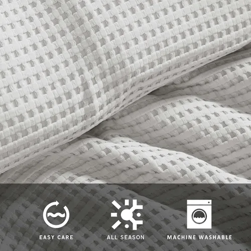 Vista 6 de Kenneth Cole - Juego de edredón King, ropa de cama suave con textura de gofre con fundas a juego, acogedora decoración del hogar con relleno elevado