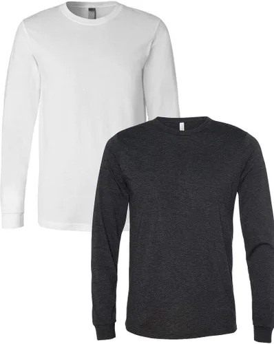 Vista 152 de Canvas Filmore 3501 - Camiseta de 4.2 onzas para hombre manga larga (1) Ceniza + (1) Jaspeado atlético