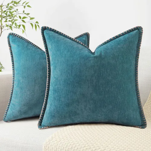 Vista 40 de Farmhouse - Juego de 2 fundas de terciopelo de cojines decorativos con bordes adornados, para sofá o sala de estar.