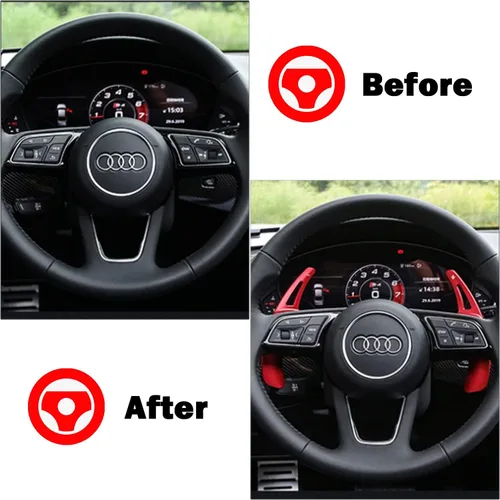 Vista 4 de Extensiones de palanca de cambios de volante para Audi A4 2017-2019 A3 S3 2017-2020 A5 S4 S5 2018-2019 Q5 SQ5 2018-2021 Q7 2017-2021 Q8 2017-2021 Q8