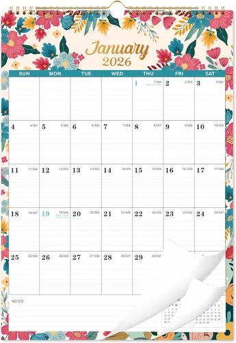 Calendario 2026 – Calendario de pared 2026, calendario mensual de 12 meses de enero de 2026 a diciembre de 2026, 12 x 17 pulgadas, calendario de