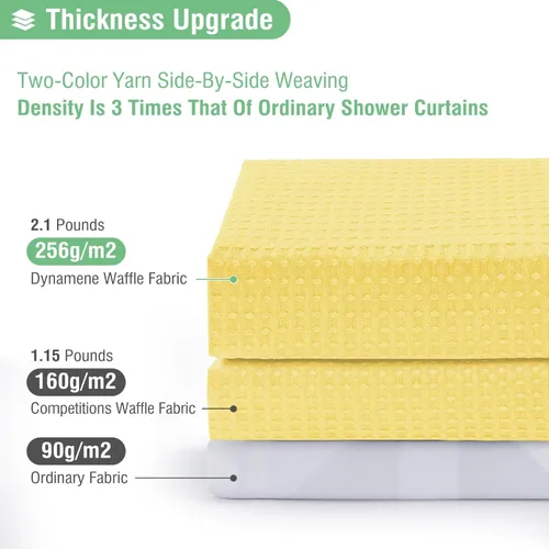 Vista 195 de Cortina de ducha de tela Dynamene verde oscuro - Cortinas de baño de tela de nido de abeja texturizadas resistentes, juego de cortinas de baño