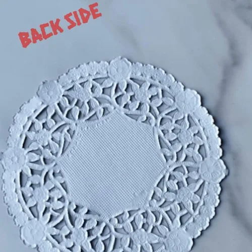 Vista 7 de The Baker Celebrations Tapones redondos de papel de encaje de 4 pulgadas, paquete de 100 tapices decorativos desechables para postres, pasteles