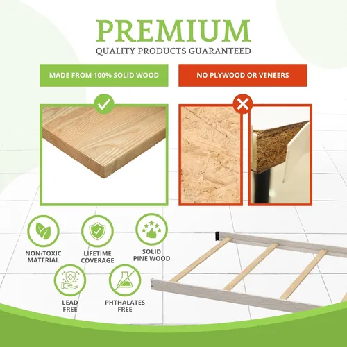 Vista 6 de Kit de conversión de tamaño completo, rieles de cama para cunas de bebé, múltiples acabados disponibles (blanco antiguo)