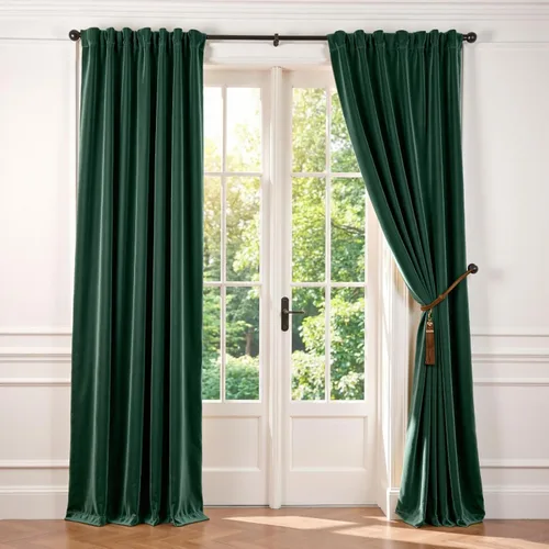 Vista 42 de Lazzzy - 2 paneles de cortinas opacas de terciopelo, con aislamiento térmico, muy suaves, lujosas, con bolsillo para cortinero, para dormitorio