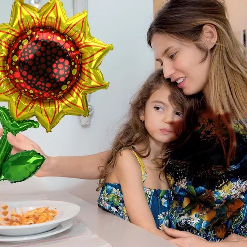 Vista 5 de Paquete de 12 globos de girasol de 36 pulgadas, kit de arco de globos de Mylar de girasol, guirnalda de globos de girasol de papel de aluminio