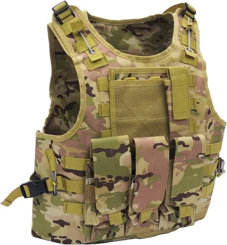 Vista 2 de FixtureDisplays® Chaleco ajustable de Airsoft Paintball Chaleco Bronceado 20-24" H, Hasta 50" Circunferencia de Cintura 16939