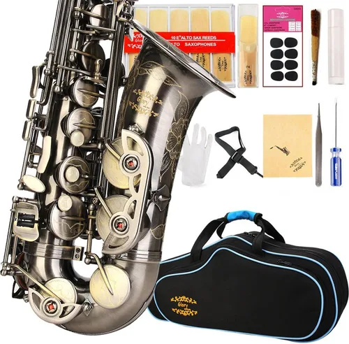 Vista 8 de Kit de cuidado para saxofón con 11 reeds, 8 para saxofón alto cojines, funda, Glory E Flat