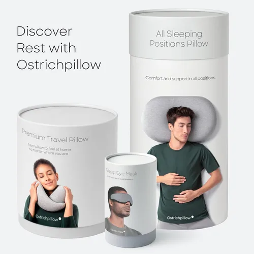 Vista 3 de Ostrichpillow Go Almohada Cervical, Almohadas de Viaje para Aviones, Almohada de Viaje de Espuma Viscoelástica Premium, Diseño Ergonómico 360º