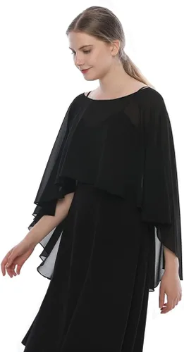 Vista 3 de EVQ Capelets - Chales y envolturas de gasa para vestido de noche capas de boda