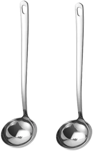 Vista 10 de Paquete de 2 cucharones de sopa negros 304 de acero inoxidable para servir salsa de cocina