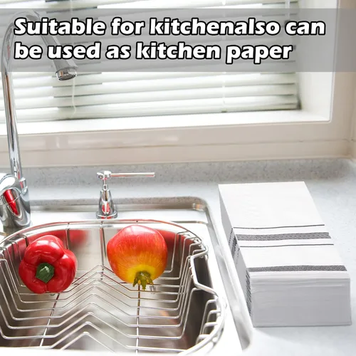 Vista 6 de Paquete de 200 toallas de mano desechables para baño, servilletas de cena, servilletas desechables para invitados, servilletas de baño decorativas