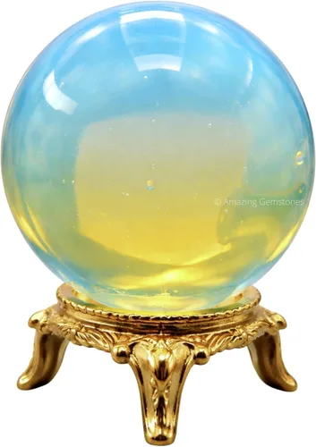 Vista 25 de Amazing Gemstone Bola de cristal de Yaxaita con soporte, bolas de meditación de esfera de cristal de 2 pulgadas para brujería y bolas decorativas